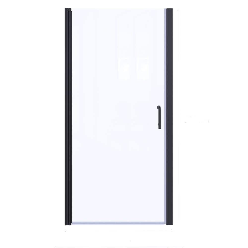 Lonni 36 37 3 In W X 72 In H Pivot Frameless Sliding Shower Door In Matte Black With Clear