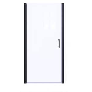 36 - 37.3 in. W x 72 in. H Pivot Frameless Sliding Shower Door in Matte Black with Clear SGCC Tempered Glass