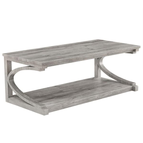 ITOPFOX 48 in. Modern Unique Coffee Table Center Table with Storage and Special Shape in Gray