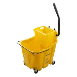 HOMCOM 34 Qt. Capacity Yellow Mop Bucket With Side Press Wringer Cart on  Wheels with Metal Handle 720-022YL - The Home Depot