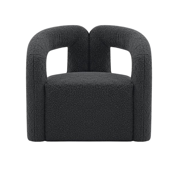 Manhattan Comfort Darian Black Modern Boucle Fabric Upholstered Accent Chair