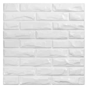 1/16 in. x 19.7 in. x 19.7 in. Pure White Subway 3D Decorative PVC Wall Panels (12-Sheets/32 sq. ft.)