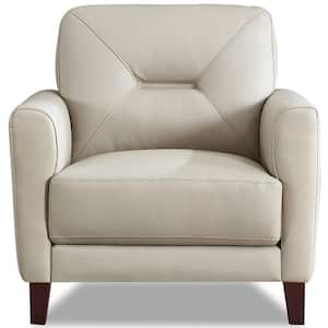 Mavis Vanilla Top Grain Leather Arm Chair with Memory Foam