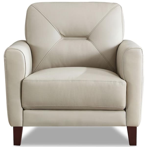 Hydeline Mavis Vanilla Top Grain Leather Arm Chair with Memory Foam