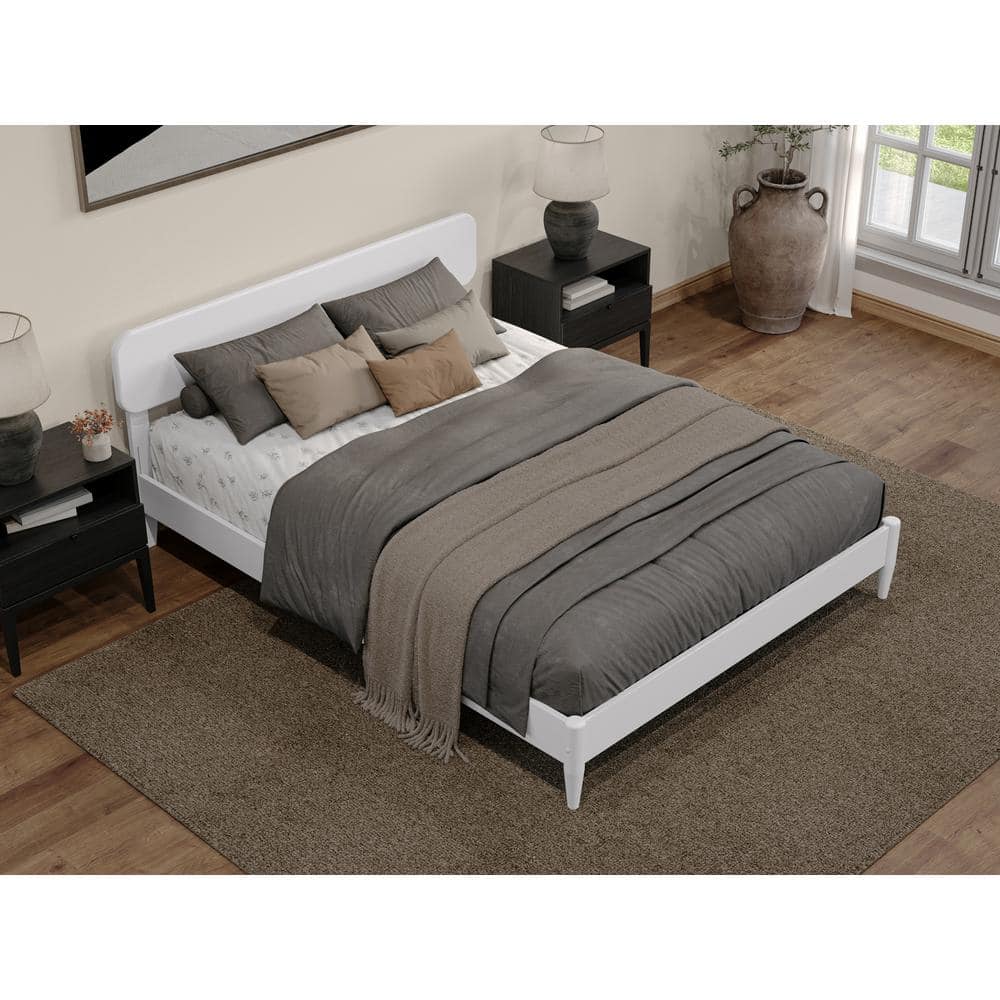Florence White Queen Solid Wood Low Profile Platform Bed