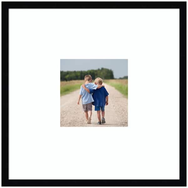 Svelte 20 x 20 Matted to 8 x 8 Black Wood Picture Frame