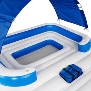 Blue/White CoolerZ Tropical Breeze 6-Person Floating Vinyl Island with 4-Person Island