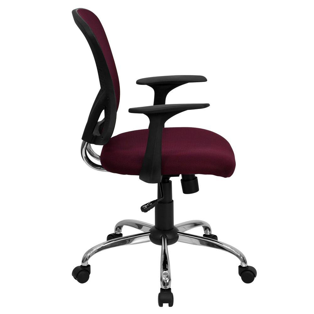Burgundy Mesh Mid-Back Swivel Task Chair with Chrome Base