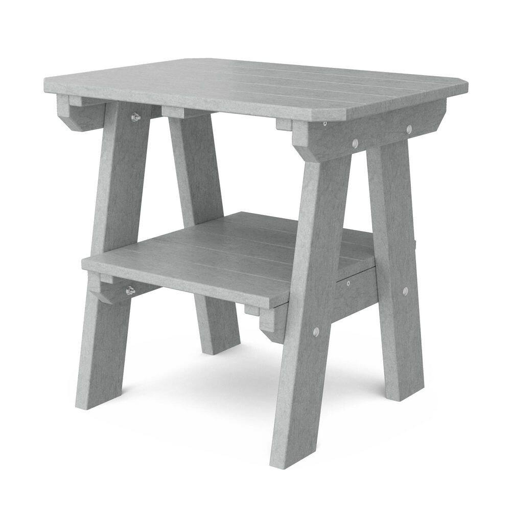 Heritage Light Gray Two-Tier Rectangle HDPE Plastic Outdoor Side Table price history on PriceWatchPro