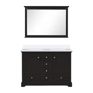 Dukes 48 in. W x 22 in. D Espresso Double Bath Vanity, Cultured Marble Top, and 46 in. Mirror