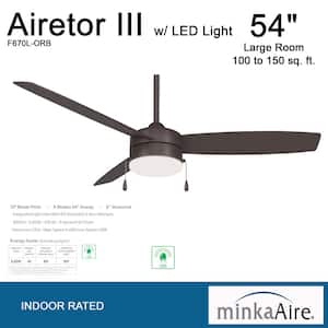 Airetor III 54 in. Integrated LED Indoor Oil Rubbed Bronze Ceiling Fan with Light