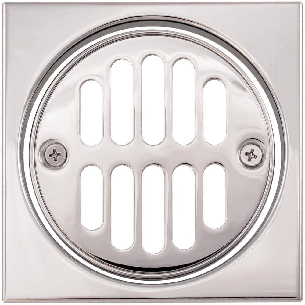Westbrass Square Brass Shower Tile with Round Strainer Grid
