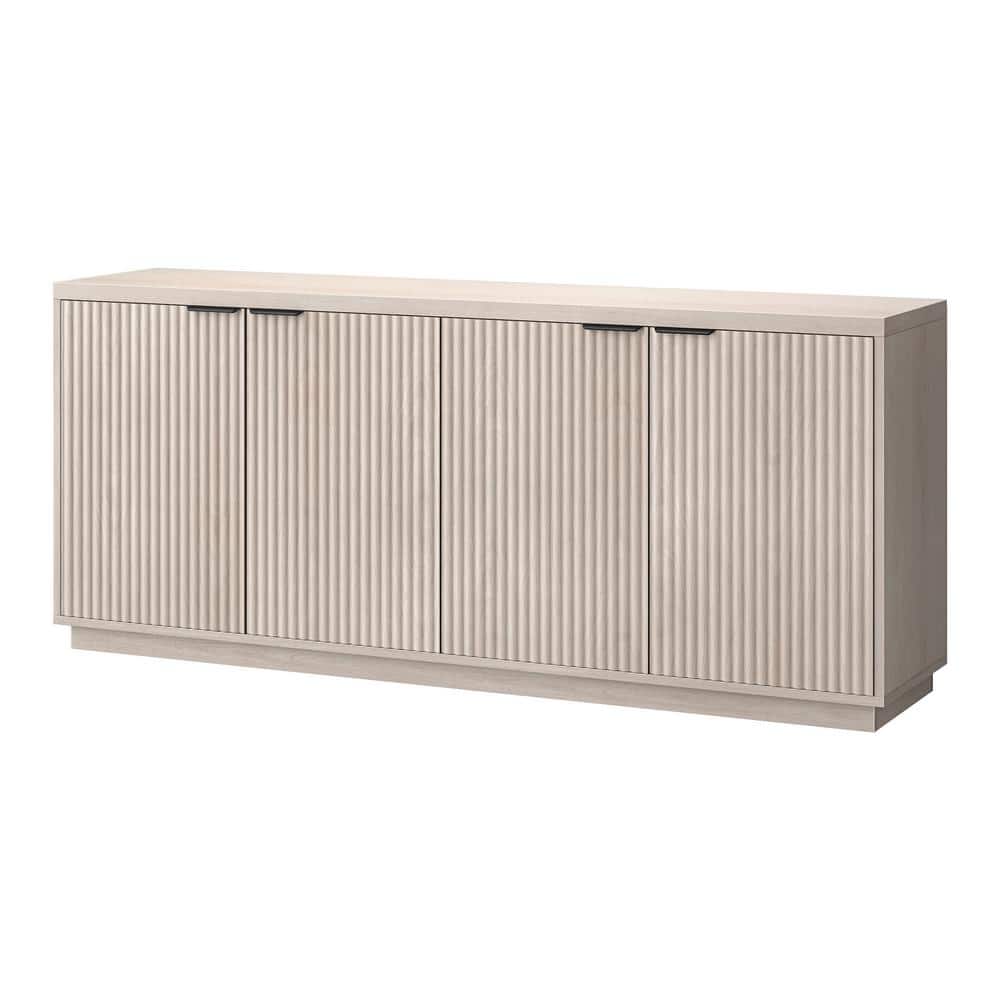 Alder White 68" Modern Fluted Buffet Table