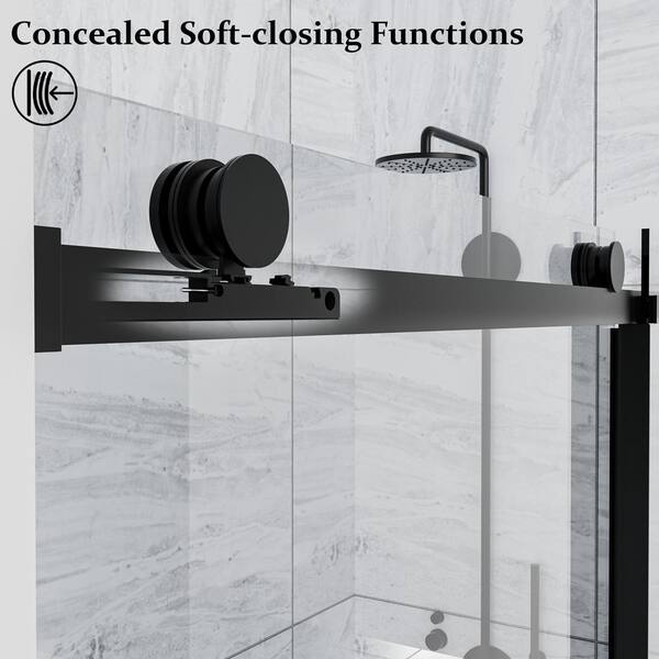 NANAWO Obsidian 48 in. W x 74 in. H Single Sliding Frameless