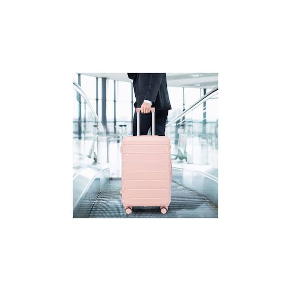 Tatahance 3-Piece Pink ABS Hardside Spinner Wheel Luggage Set with