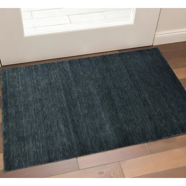 2 ft. x 3 ft. Dark Gray Wool Hand Woven Area Rug