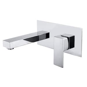 Modern Single Handle Wall Mounted Bathroom Faucet with Rough-in Valve in Chrome