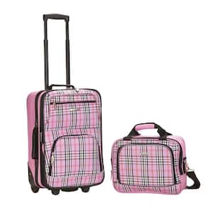 Fashion Expandable 2-Piece Carry On Softside Luggage Set, Pink Cross