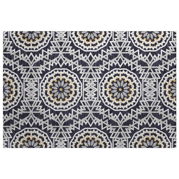 Dream Shag Premium Machine Washable Abstract ADS619 Black 2 ft. x 3 ft. Accent Rug