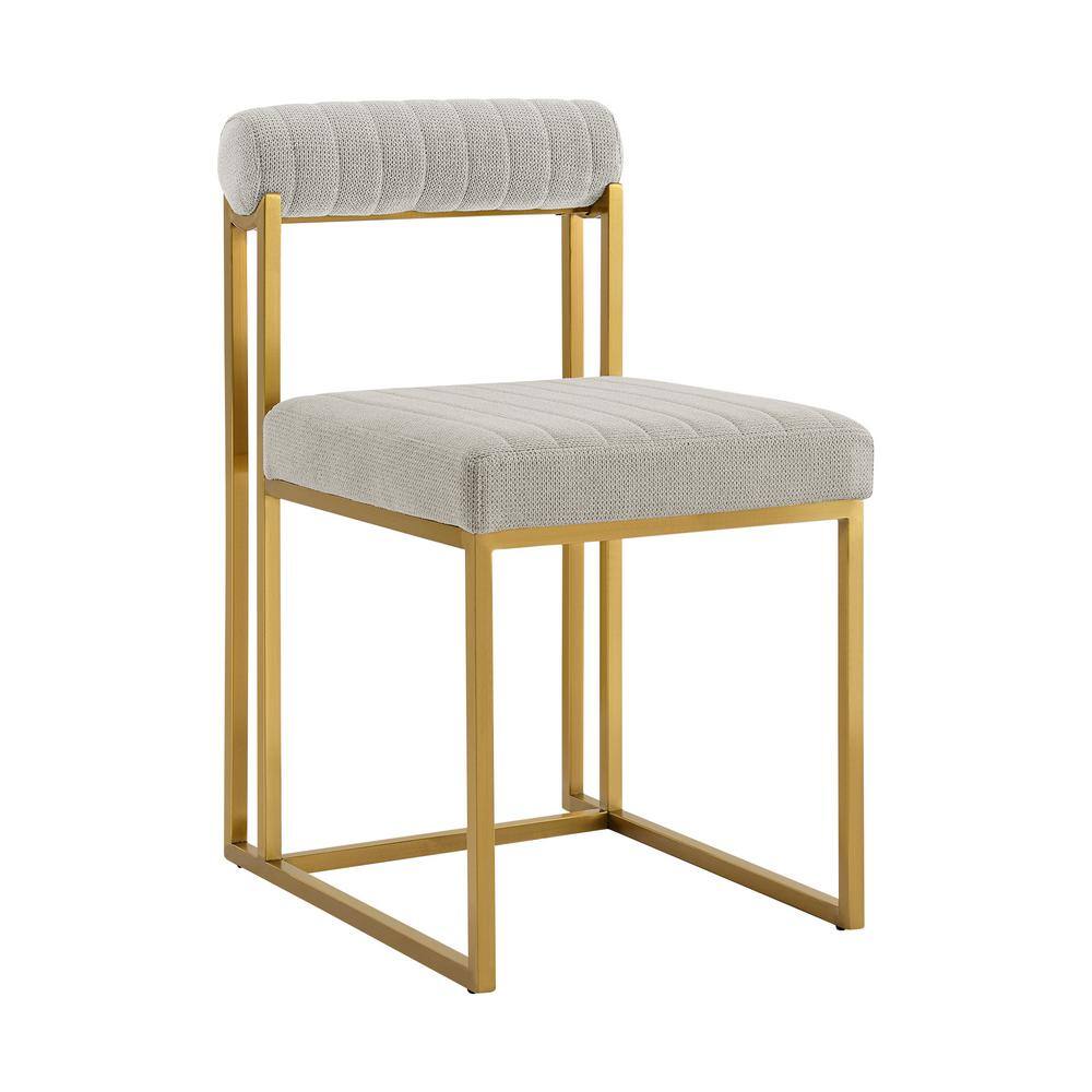 Taupe Faux Leather High Parsons Dining Chair Set with Metal Legs