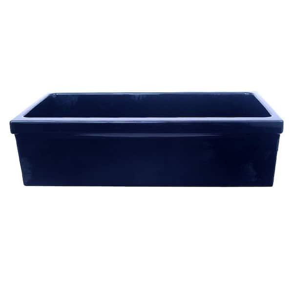 Whitehaus Collection Quatro Alcove Reversible Farmhaus Series Farmhouse Apron Front Fireclay 36 in. Single Bowl Kitchen Sink in Sapphire Blue