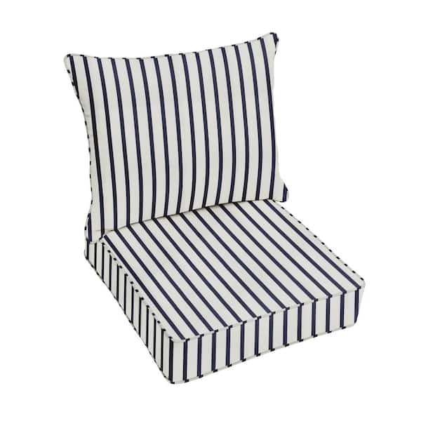 Sunbrella Lido Indigo Striped Indoor Outdoor Deep Seat Pillow Chair Cushion Set 