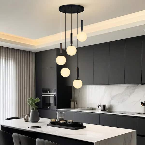 ZHLWIN Home Lighting 40W 5-Light Mid Century Black Retro Round