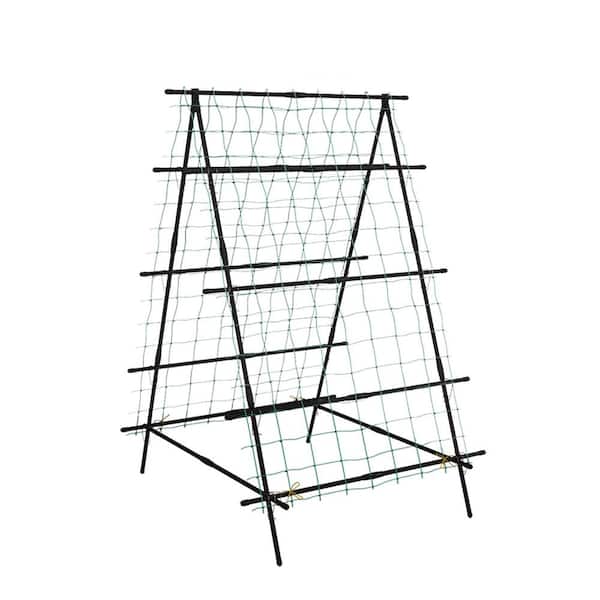 59 in. H x 41 in. W A-frame Design PE-Coated Steel Trellis in Black