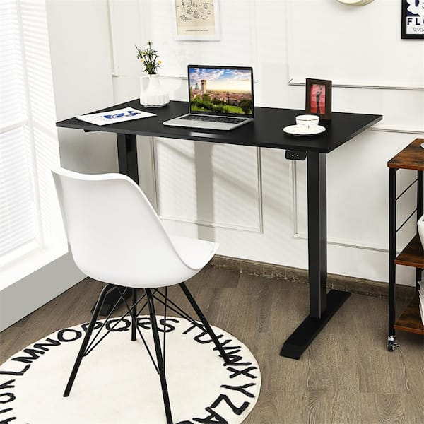 37.5 in. to 53.5 in. Black Steel Electric Height Adjustable Standing Desk Frame Workstation Base