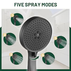 Rainfull 5-Spray 1.8 GPM Wall Mount with 8 in. Adjustable Dual Shower Heads and Handheld Shower Head in Matte Black