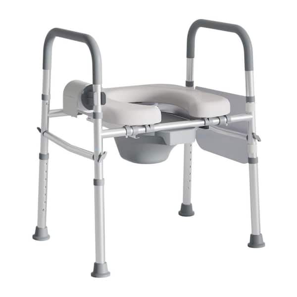 Bedside Commode for Seniors, with Adjustable Width Height, 400 lb. Weight Capacity, 16.5 in. Extra Large Soft Seat Plate