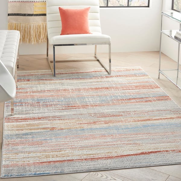 Elation Ivory Multicolor 4 ft. x 6 ft. Abstract Geometric Area Rug