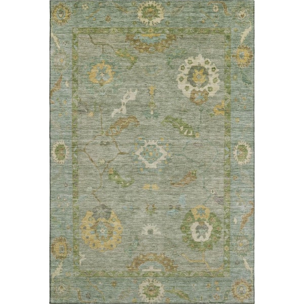 Mayfield Premium Machine Washable Abstract AMF2229 Sage 8 ft. x 10 ft. Area Rug