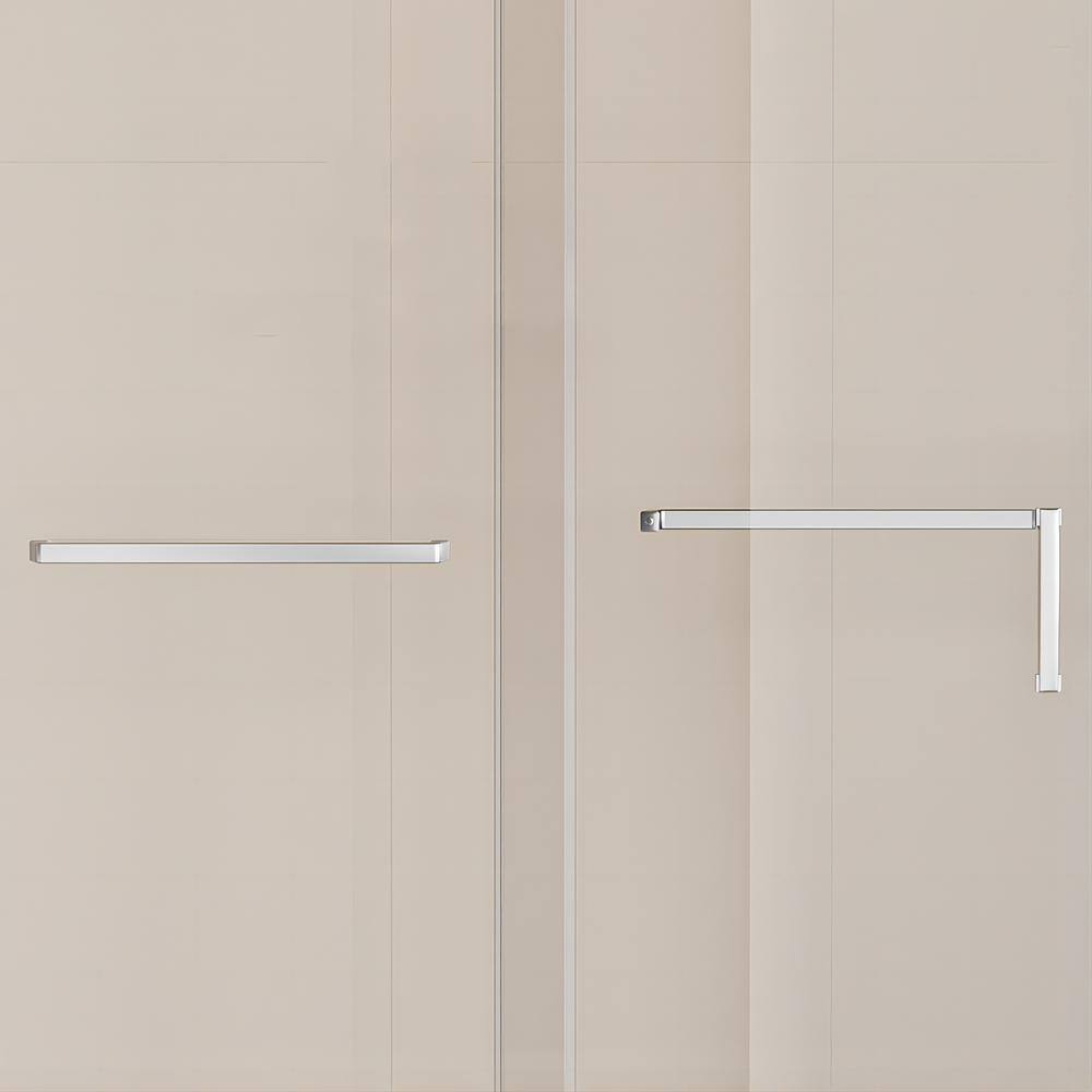 60" x 76" Frameless Matte Black Sliding Shower Door with Clear Tempered Glass