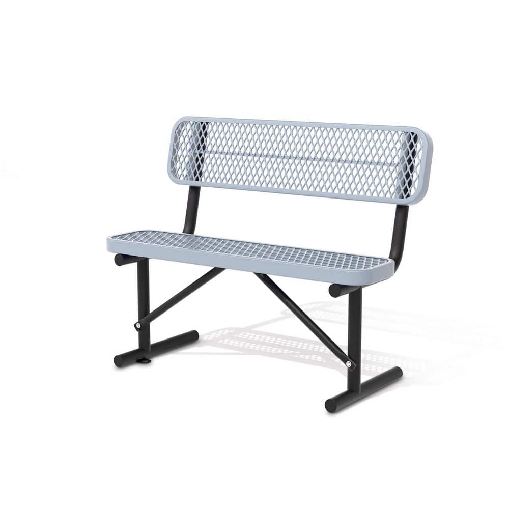 48 in. 2-Person Gray Thermoplastic Coated Metal Outdoor Garden Bench Park Bench, Picnic Bench, Commercial-Grade Seating price history on PriceWatchPro