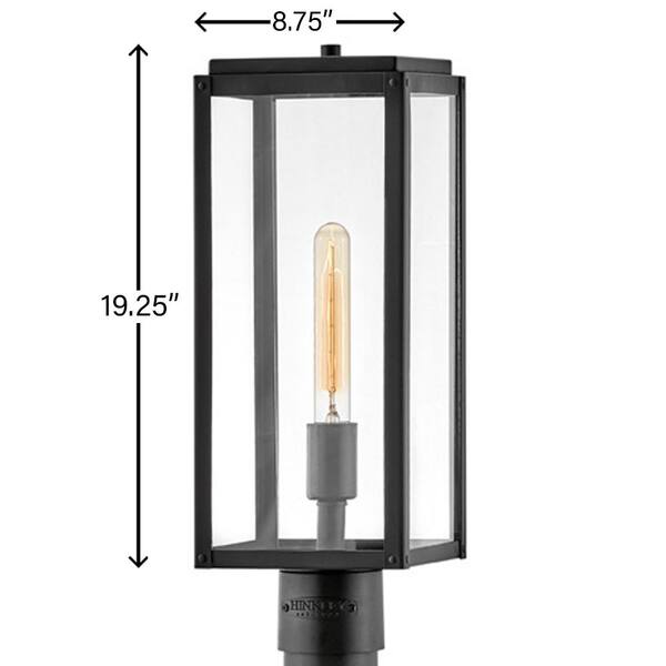 HINKLEY - Max 1-Light Black Aluminum Weather Resistant Post Light with No Bulbs Included