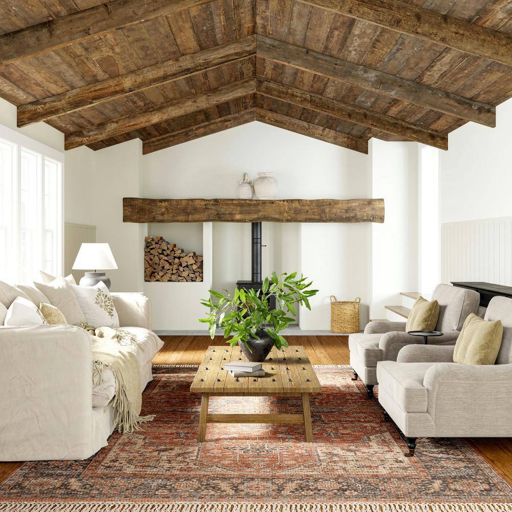 Multicolor Square Synthetic Medallion Area Rug with Tassels