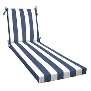 22.5 in. x 70 in. x 25 in. Outdoor Chaise Lounge Cushion in Cabana Stripe Navy and White