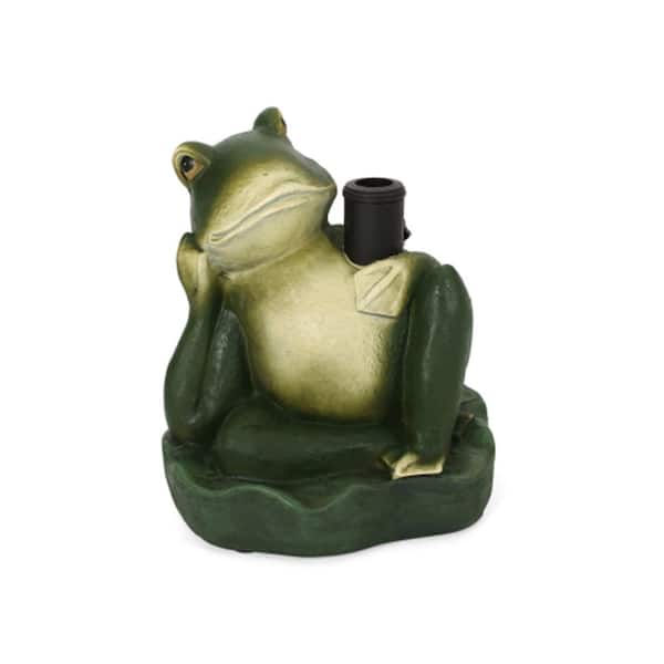 Oyezvary 55 lb. Concrete Frog Prince Patio Umbrella Base with Adjustable Pole Adapters for Multiple Pole Sizes in Green