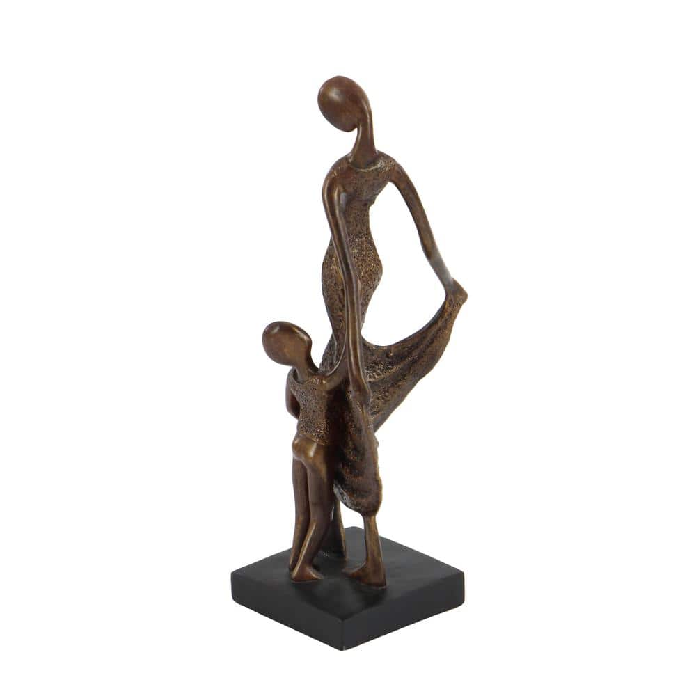 Bronze Family Sculpture with Textured Finish, 15" Tall