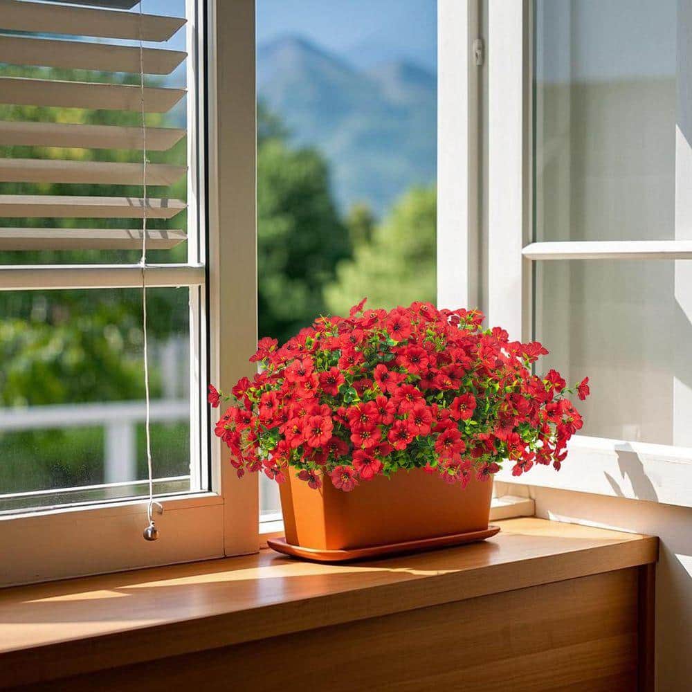 13.8 in. Red Outdoor Artificial Flower UV Resistant 16-Bundles