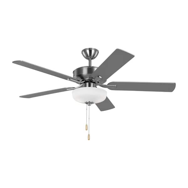 Generation Lighting Linden 52 in. Transitional Indoor Brushed Steel DC Motor Ceiling Fan with Silver/American Walnut Blades and Light Kit