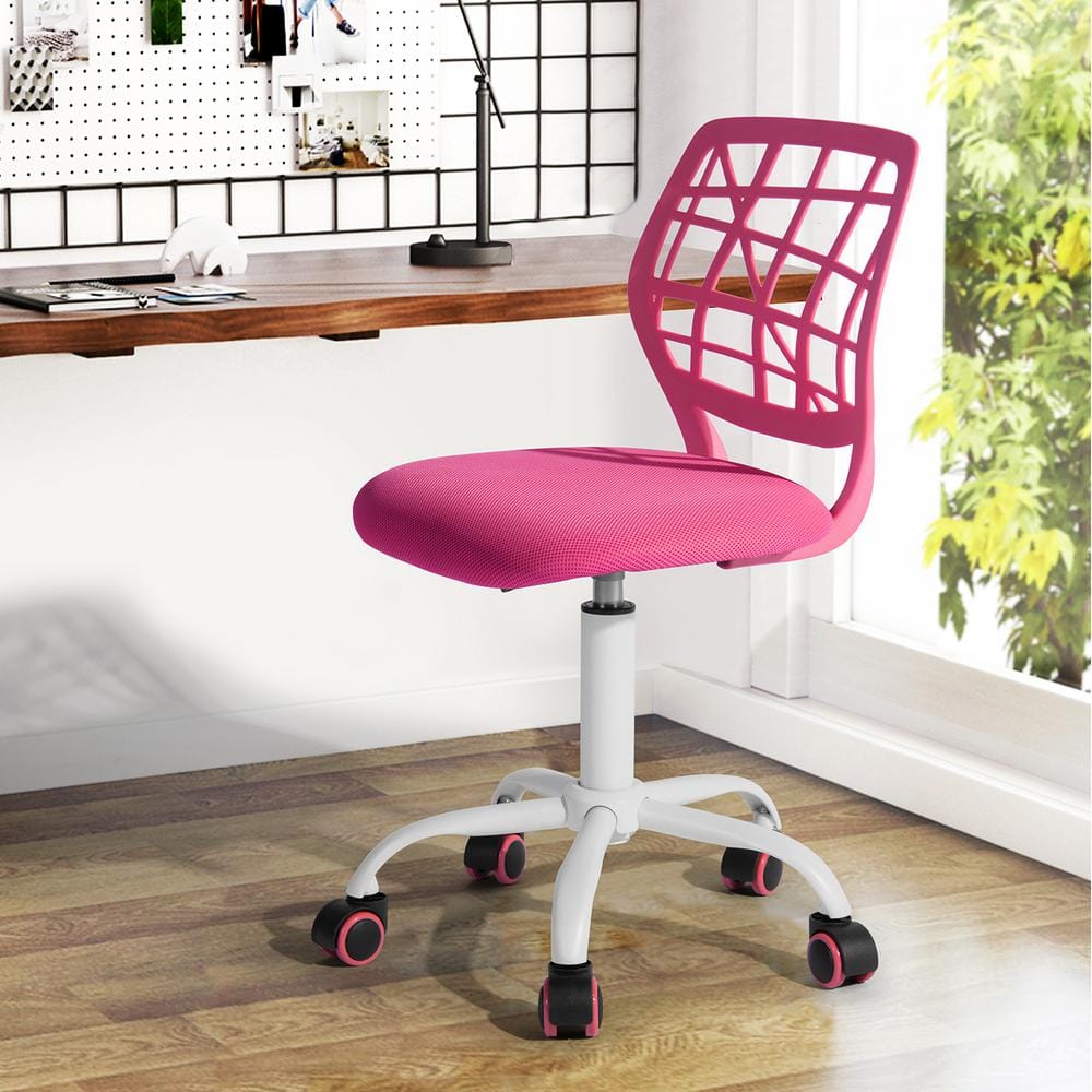 Car Mesh Ergonomic Swivel Task Chair in Pink with Adjustable Height and Breathable Back Support for Teens -  Homy Casa, CAR PINK Ⅰ