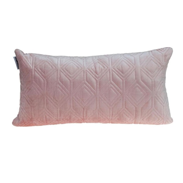 HomeRoots Rose Gold Geometric Polyester 12 in. x 24 in. Throw Pillow