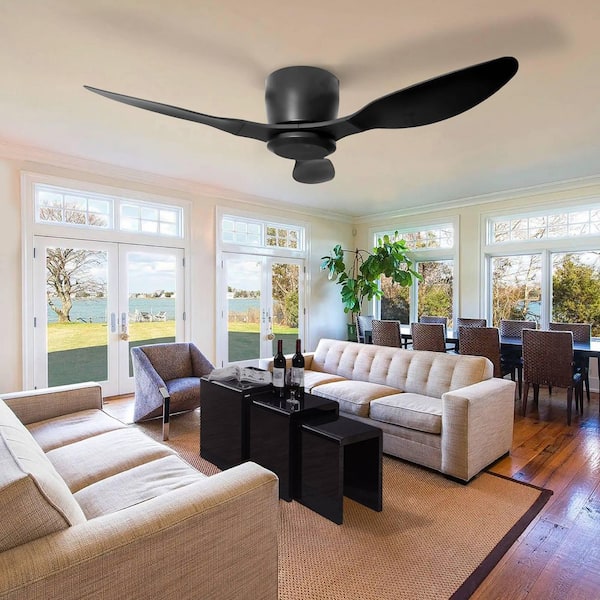 40 in. Smart Indoor/Outdoor Low Profile Black Ceiling Fan for Bedroom or Living Room
