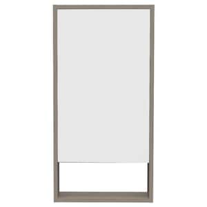 17.9 in. W x 35.4 in. H Rectangular Bathroom Surface Mount Medicine Cabinet with Mirror, 1Door, 3 Shelves in Light Gray