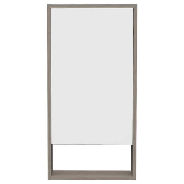 cadeninc 17.9 in. W x 35.4 in. H Rectangular Bathroom Surface Mount Medicine Cabinet with Mirror, 1Door, 3 Shelves in Light Gray