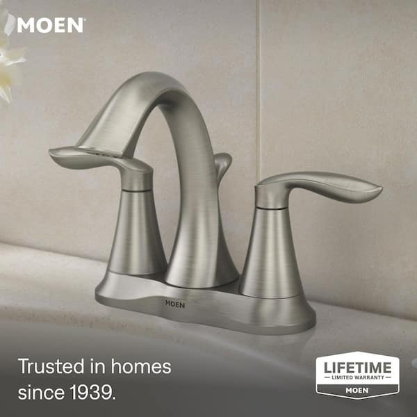 Eva 4 in. Centerset 2-Handle High-Arc Bathroom Faucet in Brushed Nickel