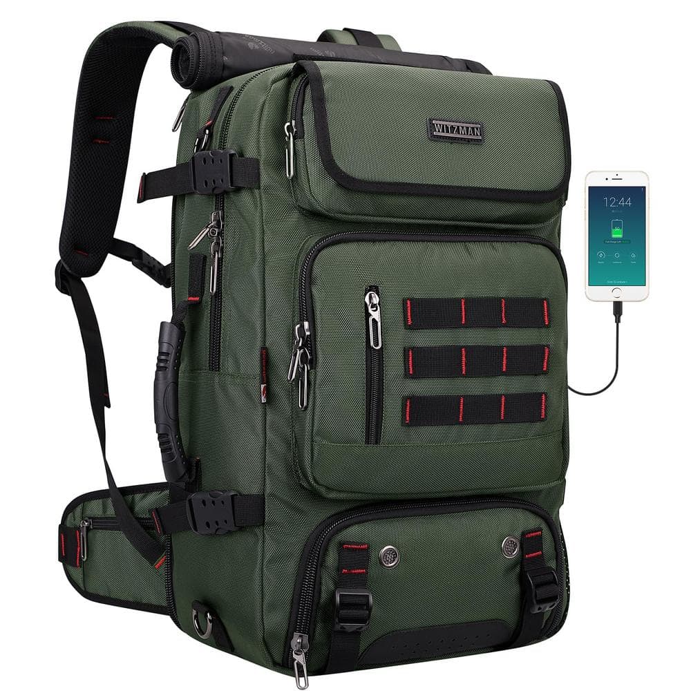 backpack men unisex travel bag sale 4856 WITZMAN Nylon for Carry On with USB Port Lightweight Convertible travel backpack with padded laptop sleeve Mens Travel Backpack with Trolley