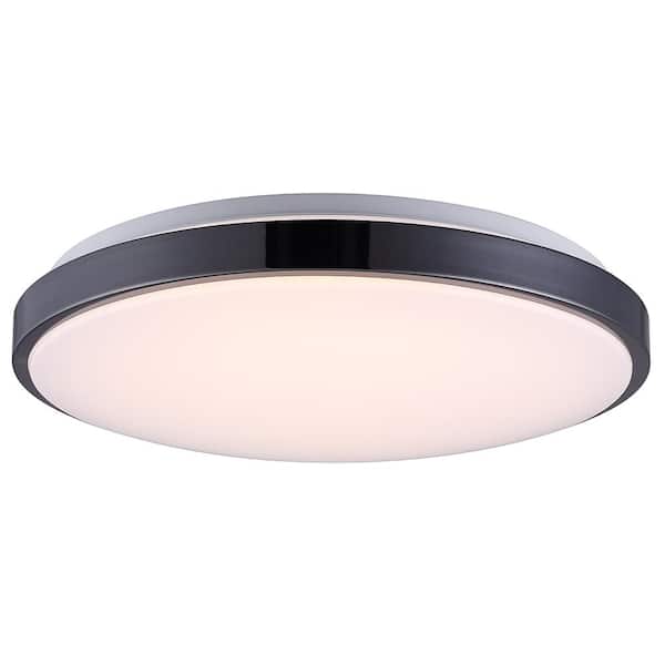 Unbranded 15 in. Smart Integrated LED Black Nickel Trim with Selectable LED White Flush Mount